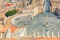 Vatican Square and the statues of Apostles, view from the St. Peter& x27;s Basilica, Rome, Italy Royalty Free Stock Photo