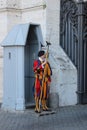 Vatican, swiss guard, pope guard, medieval century, ceremony,  colorful clothes Royalty Free Stock Photo