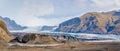 Vatnajoekull glacier in Iceland deep blue ice crevasse during sunshine Royalty Free Stock Photo