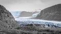 Vatnajoekull glacier in Iceland eternal ice fine art print in black and white with blue accent color Royalty Free Stock Photo