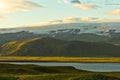 Vatnajokull glacier and black beach a view from Dyrholaey rock