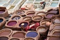 Vats with dye for leather in Morocco
