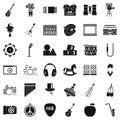 Vaudeville icons set, simple style Royalty Free Stock Photo