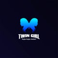 Butterfly Twin Hot Sexy Woman Girl Lady Female Silhouette for Nightclub Royalty Free Stock Photo