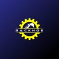 Modern Gear Excavator Backhoe Mining Logo Design Vector Royalty Free Stock Photo