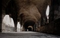 Vault aisle of a medieval church, gloomy, weathered, eerie and creepy Royalty Free Stock Photo