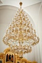 Vault in church with brass chandelier Royalty Free Stock Photo