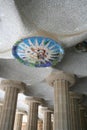 Vault & colonnade in Guell park. Royalty Free Stock Photo