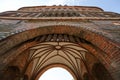 Vault in the entrance arch of the Lubeck Holstentor (Holsten gate), historic landmark in gothic brick architecture