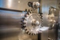 Vault safe door gears at museum Royalty Free Stock Photo