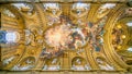 The vault with the `Triumph of the Name of Jesus` by Giovanni Battista Gaulli, in the Church of the Jesus in Rome, Italy.