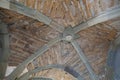 Vaulted ceiling with central vault stone in a corridor in Hohenzollern castle Bisingen Germany