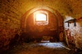 Vaulted red brick dungeon under old mansion Royalty Free Stock Photo