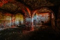 Vaulted red brick dungeon under old mansion Royalty Free Stock Photo