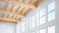Vaulted roof with exposed rafters showcasing interior structural design. Royalty Free Stock Photo