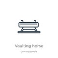 Vaulting horse icon. Thin linear vaulting horse outline icon isolated on white background from gym equipment collection. Line Royalty Free Stock Photo