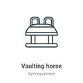 Vaulting horse outline vector icon. Thin line black vaulting horse icon, flat vector simple element illustration from editable gym Royalty Free Stock Photo