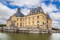 Vaux-le-Vicomte, France. View of the central building of the estate, surrounded by an artificial channel