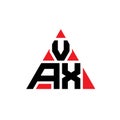 VAX triangle letter logo design with triangle shape. VAX triangle logo design monogram. VAX triangle vector logo template with red Royalty Free Stock Photo