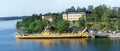 Vaxholm city pier - panoramic view, Stockholm County, Sweden Royalty Free Stock Photo