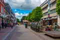 Vaxjo, Sweden, July 16, 2022: Commercial street in Vaxjo, Sweden