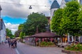 Vaxjo, Sweden, July 16, 2022: Commercial street in Vaxjo, Sweden