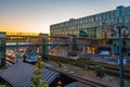 Vaxjo, Sweden, July 15, 2022: Sunset view of a train station in