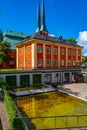 Vaxjo, Sweden, July 16, 2022: View of Vaxjo cathedral in Sweden