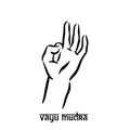 Vayu mudra. Hand spirituality hindu yoga of fingers gesture. Technique of meditation for mental health. Royalty Free Stock Photo