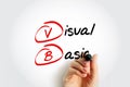 VB - Visual Basic is a name for a family of programming languages, acronym text concept with marker
