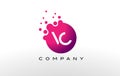 VC Letter Dots Logo Design with Creative Trendy Bubbles.