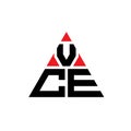 VCE triangle letter logo design with triangle shape. VCE triangle logo design monogram. VCE triangle vector logo template with red Royalty Free Stock Photo