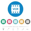 VCR movie standard flat round icons