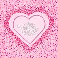 Happy valentines day and weeding design elements. Vector illustration. Pink Background With Ornaments, Hearts. Doodles and curls.