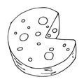 Cheese icon. Vctor illustration of cheese. Hand drawn cheese Royalty Free Stock Photo