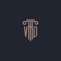 VD initial logo monogram with pillar style design for law firm and justice company