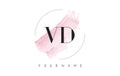 VD V D Watercolor Letter Logo Design with Circular Brush Pattern