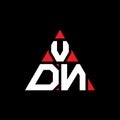 VDN triangle letter logo design with triangle shape. VDN triangle logo design monogram. VDN triangle vector logo template with red