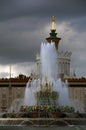 VDNKH park architecture in Moscow. Stone Flower Fountain.