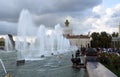 VDNKH park architecture in Moscow. Stone Flower Fountain.