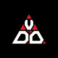 VDO triangle letter logo design with triangle shape. VDO triangle logo design monogram. VDO triangle vector logo template with red