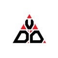 VDO triangle letter logo design with triangle shape. VDO triangle logo design monogram. VDO triangle vector logo template with red Royalty Free Stock Photo