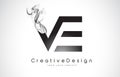VE Letter Logo Design with Black Smoke. Royalty Free Stock Photo