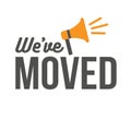 We`ve Moved Sign with Text Typography & icon to convey moving Royalty Free Stock Photo