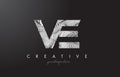 VE V E Letter Logo with Zebra Lines Texture Design Vector.