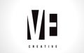 VE V E White Letter Logo Design with Black Square.