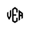 VEA letter logo design with polygon shape. VEA polygon and cube shape logo design. VEA hexagon vector logo template white and Royalty Free Stock Photo