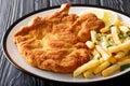 Veal alla Milanese in breadcrumbs with lemon and French fries cl