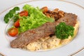 Veal escalope and mushrooms in cream sauce