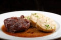 Veal fillet with rich sauce and bread dumplings